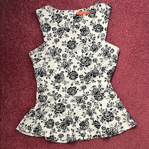 Floral Black and White Sleeveless Top